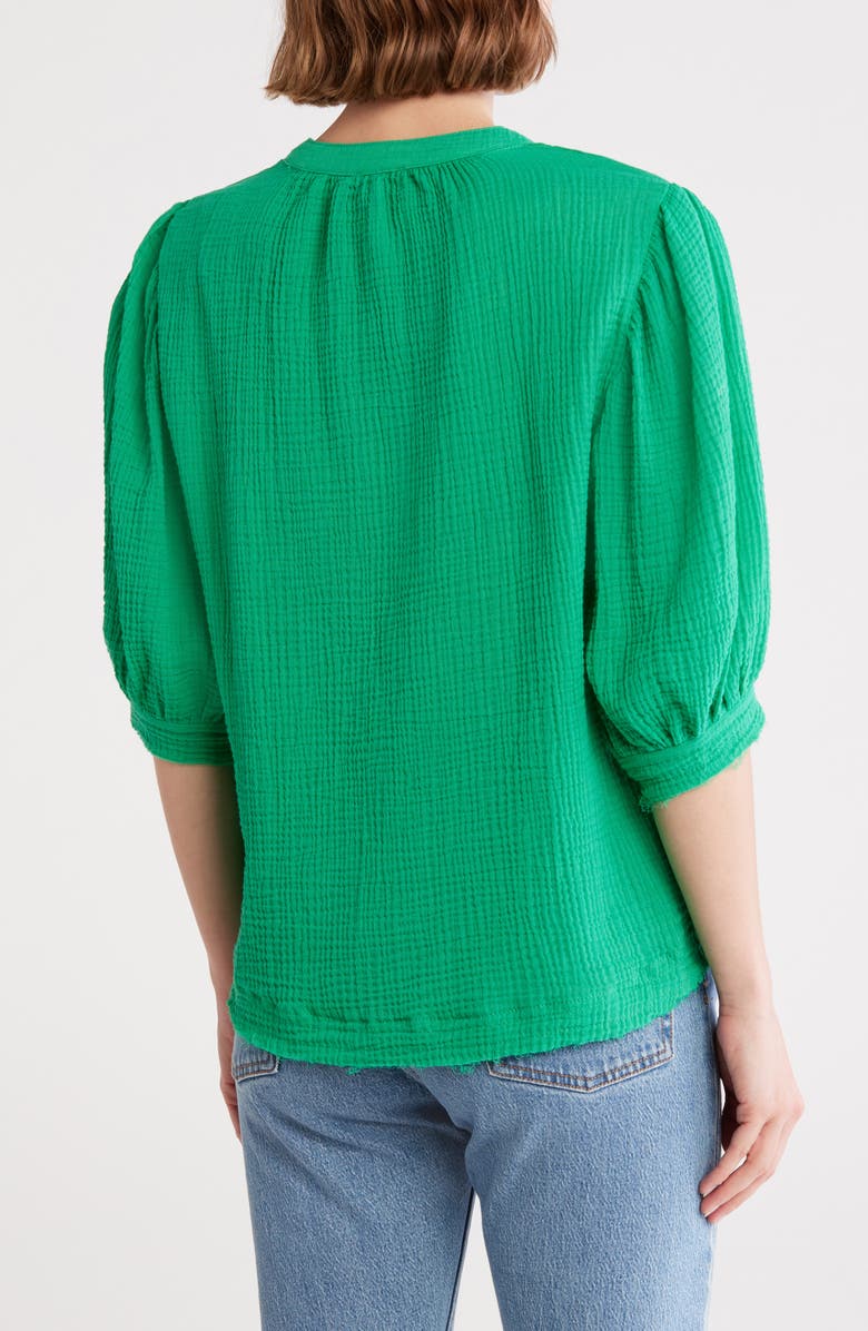 INDUSTRY REPUBLIC CLOTHING Split Neck Puff Sleeve Top, Alternate, color, Green