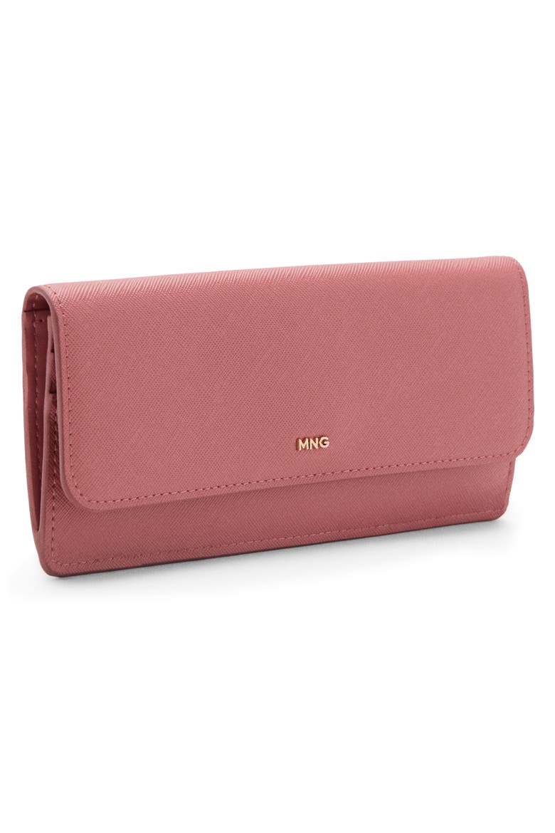 Faux Leather Flap Wallet, Alternate, color, PINK