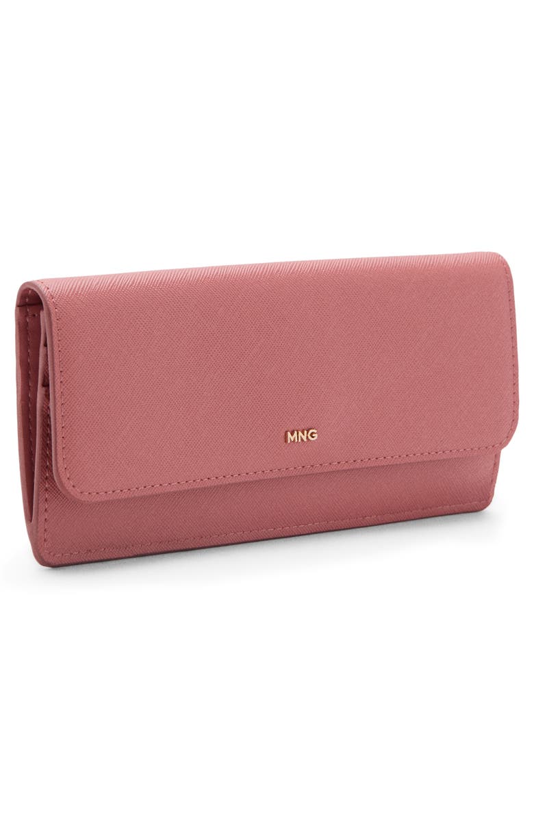 MANGO Faux Leather Flap Wallet, Alternate, color, Pink