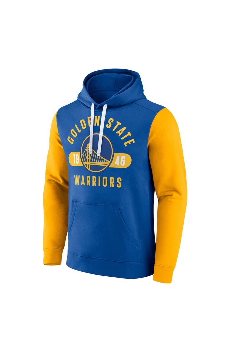 FANATICS Men's Fanatics Branded Royal/Gold Golden State Warriors Attack Colorblock Pullover Hoodie, Alternate, color, 