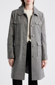 CeCe Herringbone Flap Pocket Coat