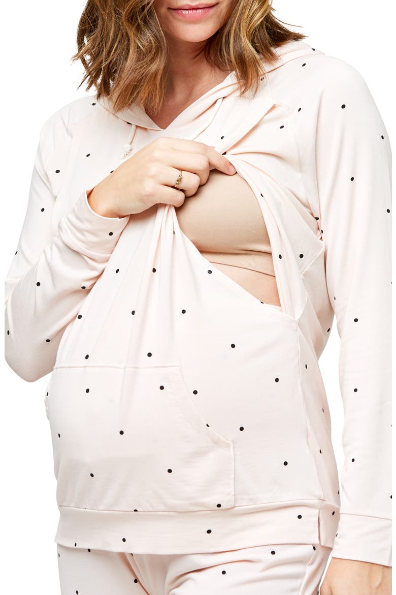 Simone Maternity & Nursing Soft Hoodie, Alternate, color, DOTS