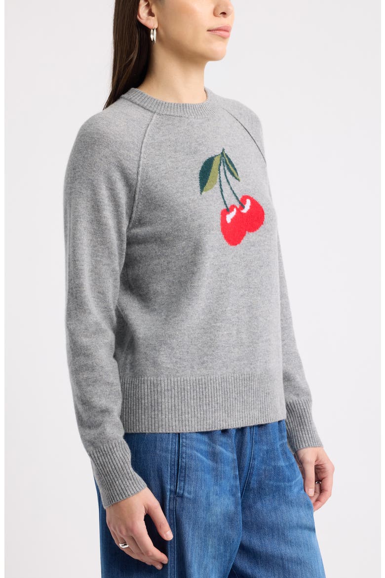 Intarsia Wool & Cashmere Sweater, Alternate, color, HEATHER GREY CHERRY