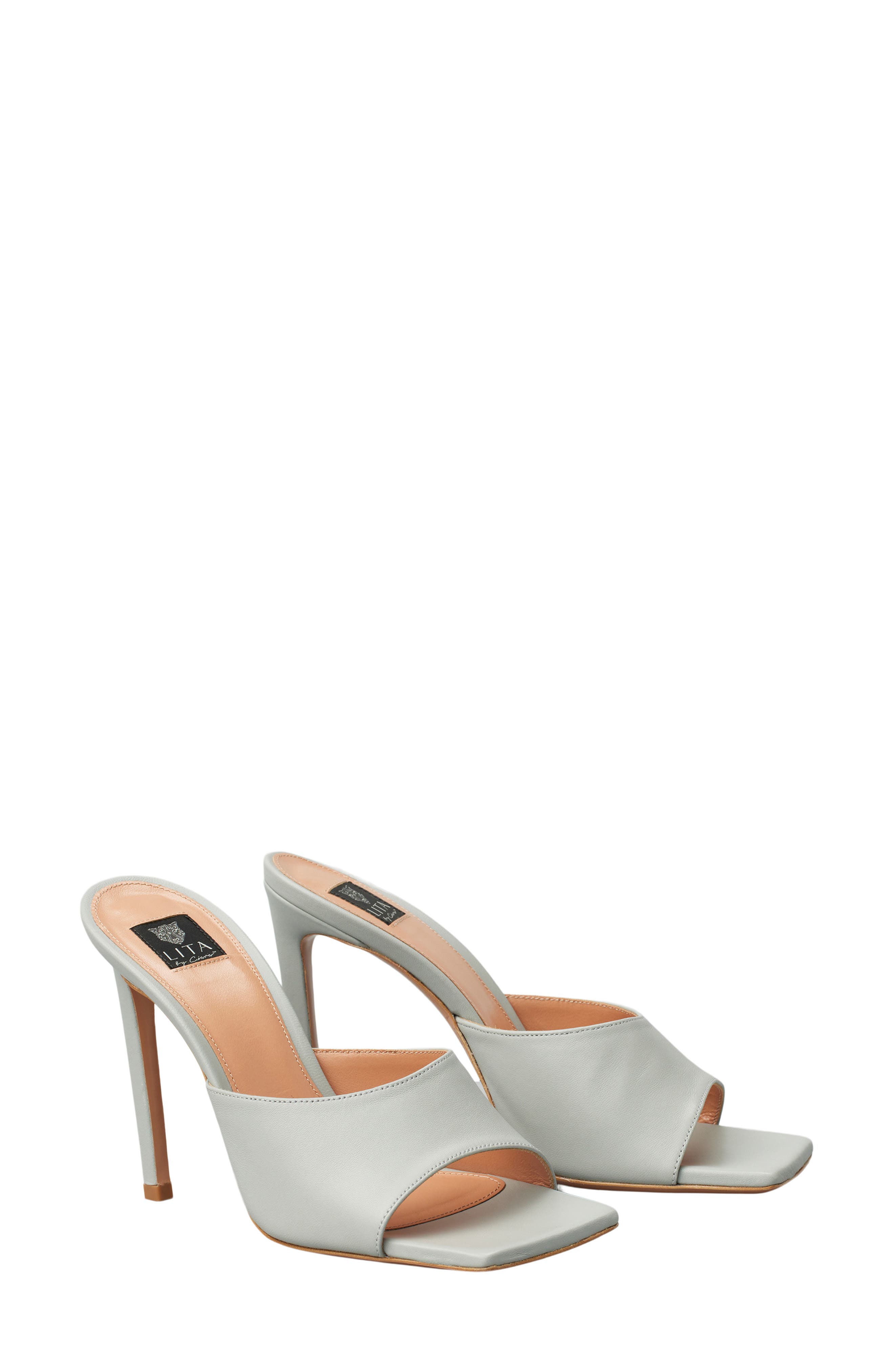 Solid Square Toe Slide Sandal, Main, color, GREY