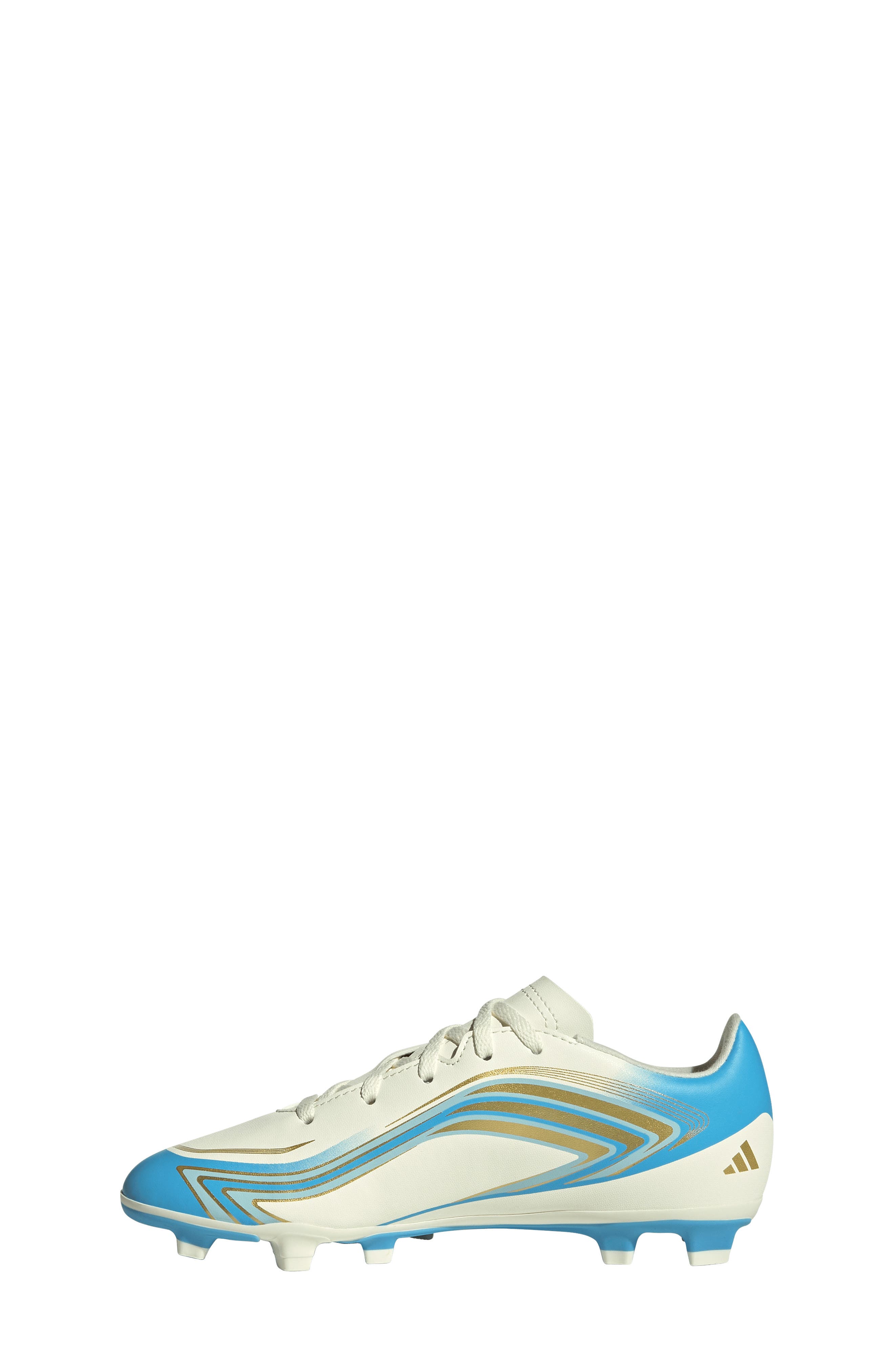 adidas Kids' F50 Messi Club Soccer Cleat, Alternate, color, Ivory/ Semi Blue/ Icey Blue