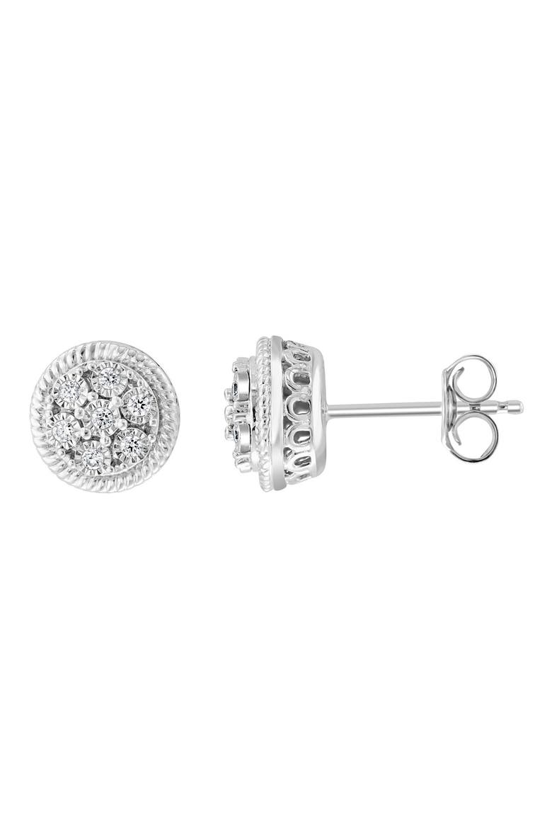 Sterling Silver Round Diamond Stud Earrings - 0.09 ctw., Alternate, color, WHITE