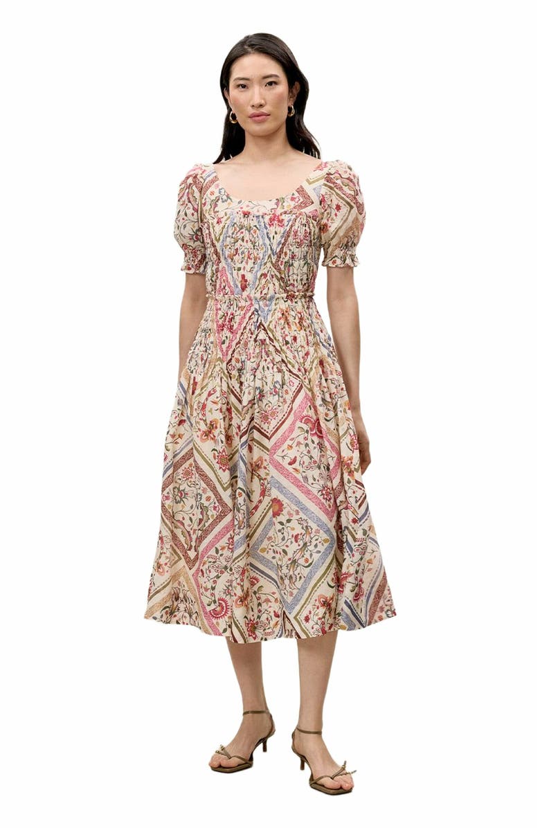Rebecca Taylor Anya Ramie Dress, Main, color, Montage Floral Ivory Combo