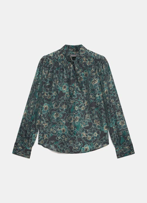 Mint Velvet Paisley Print Long Sleeve Tie-neck Blouse In Green