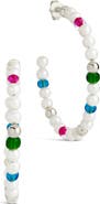 Sterling Forever Polly Cultured Pearl & Bead Hoop Earrings
