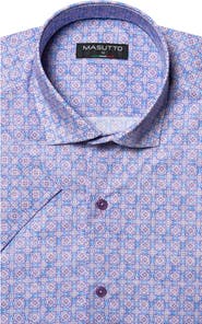 MASUTTO Bastoni Print Button-Up Short Sleeve Shirt