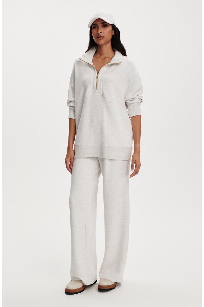 Molly Longline DoubleSoft® Half Zip Sweatshirt, Alternate, color, IVORY MARL