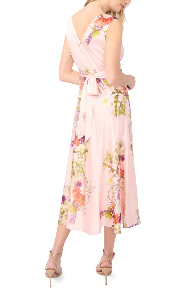 Ted Baker Alina Floral Deep V-Neck Satin Midi Dress, Alternate, color, Cloud Pink
