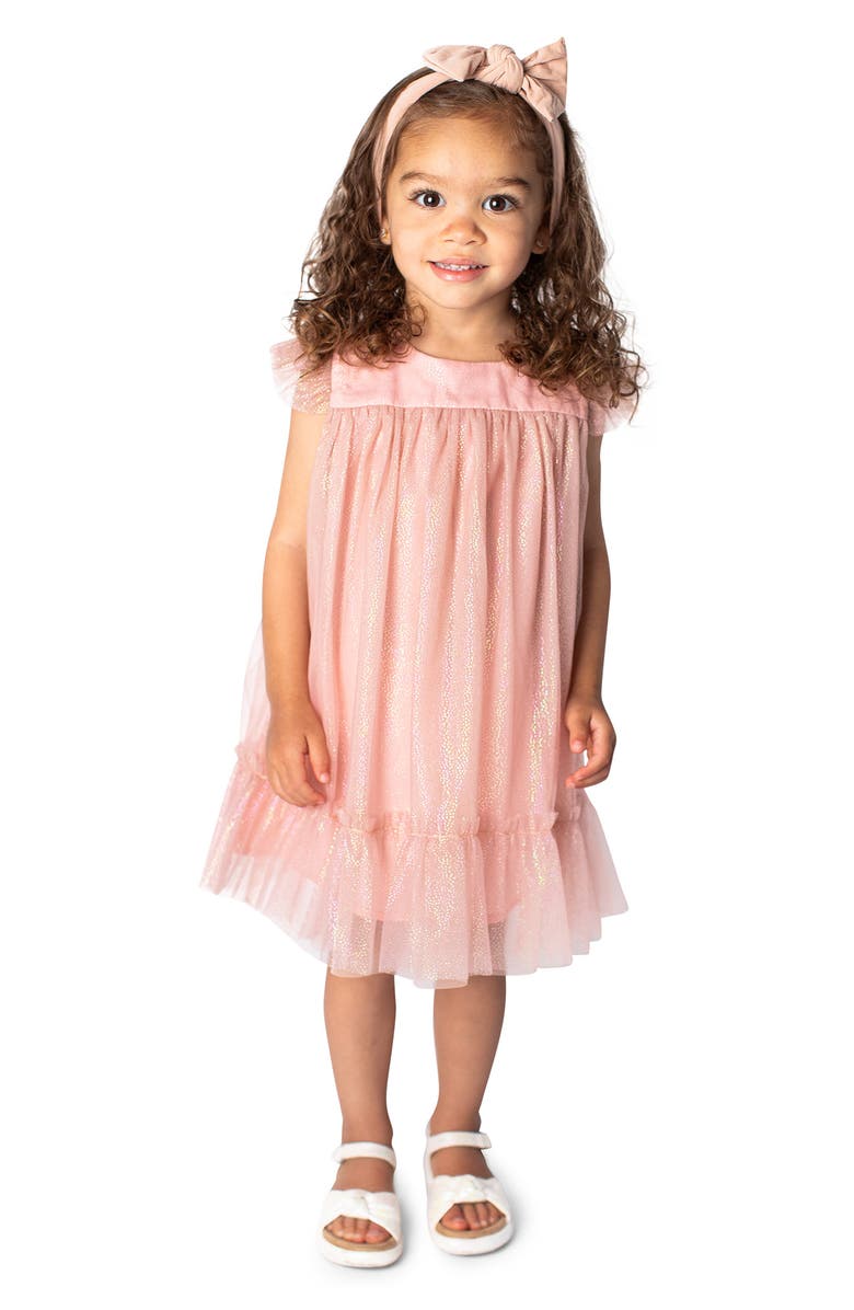 Popatu Flutter Sleeve Shimmer Dress, Alternate, color, Peach