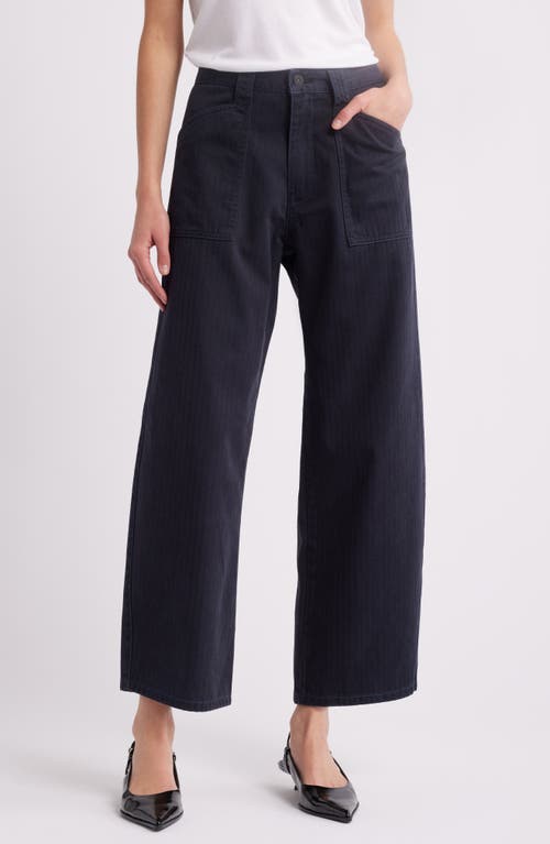 Moussy Vintage Crotona Utility Cotton Ankle Pants In Navy