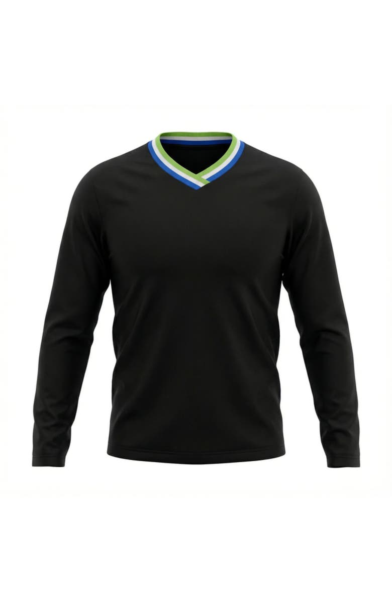 Spades Ribbed V-Neck Long Sleeve Tee, Main, color, Black