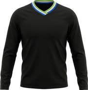 Spades Ribbed V-Neck Long Sleeve Tee