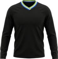 Spades Ribbed V-Neck Long Sleeve Tee