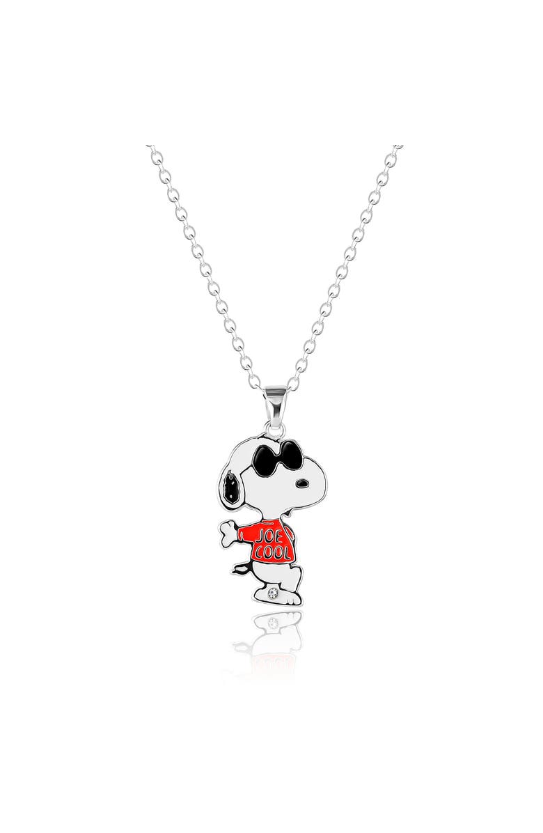 PEANUTS Joe Cool Red Shirt Pendant Necklace, Main, color, Silver, White