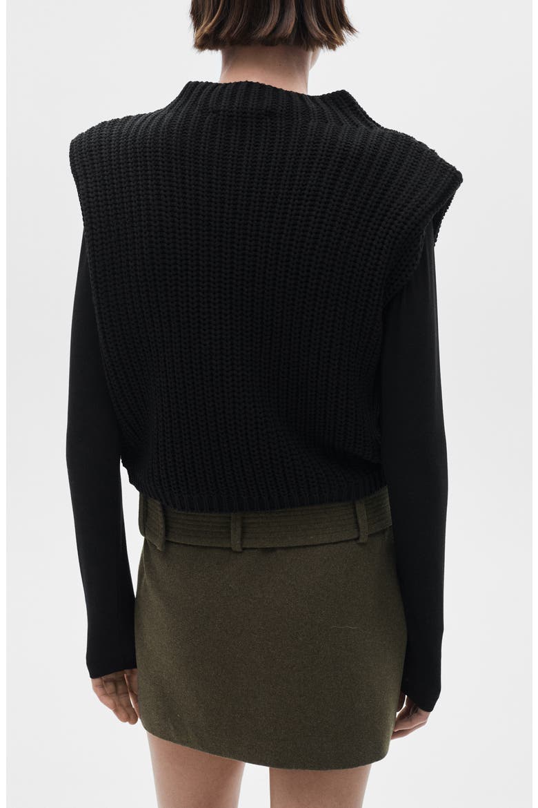 Shoulder Pad Sweater Vest, Alternate, color, BLACK