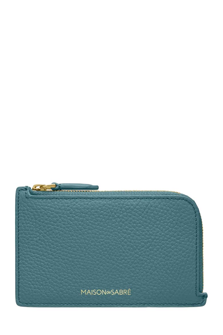 Leather Zip Card Holder, Main, color, Bondi Blue