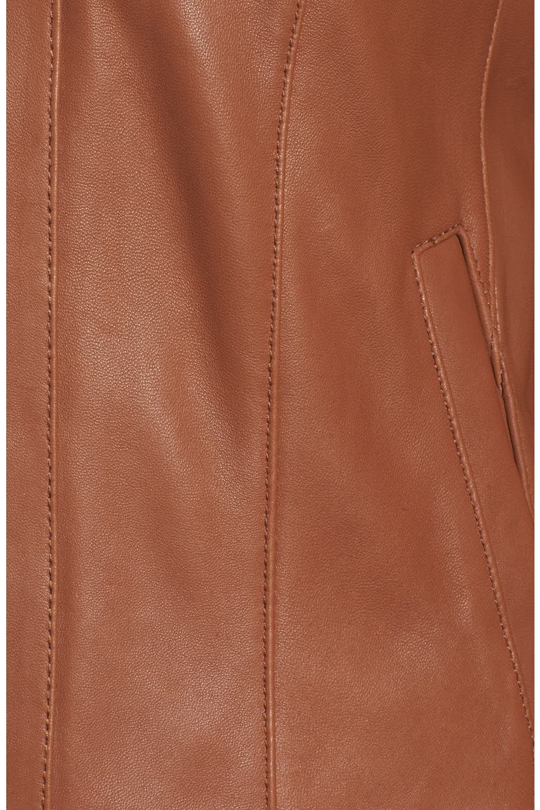 Cole Haan Leather Moto Jacket, Alternate, color, COGNAC