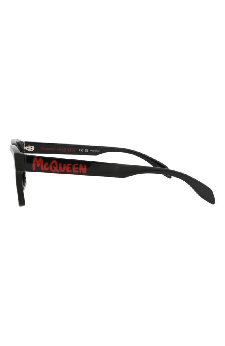 McQueen 54mm Rectangular Optical Glasses, Alternate, color, Black Black Transparent