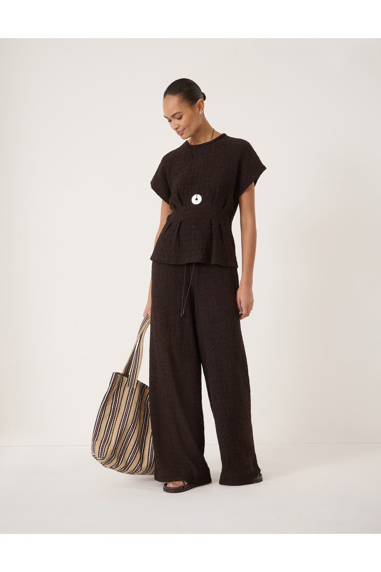 Keira Textured Pleat Release Jersey Top, Alternate, color, Dark Brown