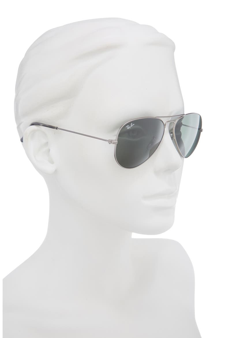 55mm Pilot Aviator Sunglasses, Alternate, color, TRANSPARENT GREY