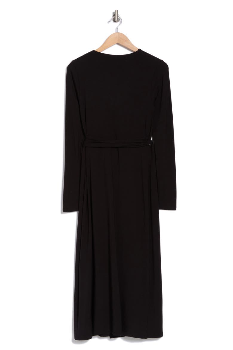 Long Sleeve Faux Wrap Dress, Alternate, color, BLACK
