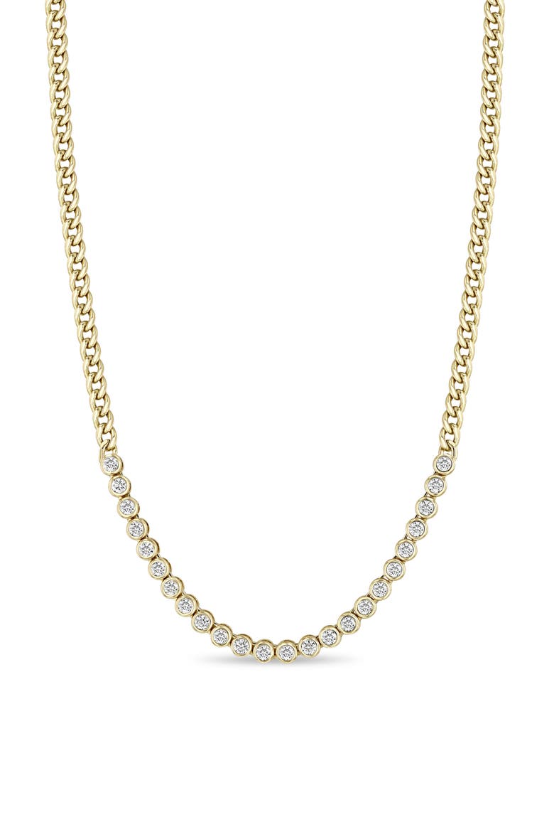 Diamond Bezel Tennis Necklace, Main, color, 14K YELLOW GOLD