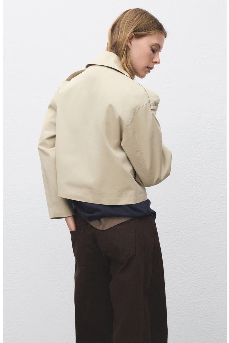 Double Breasted Crop Trench Coat, Alternate, color, BEIGE