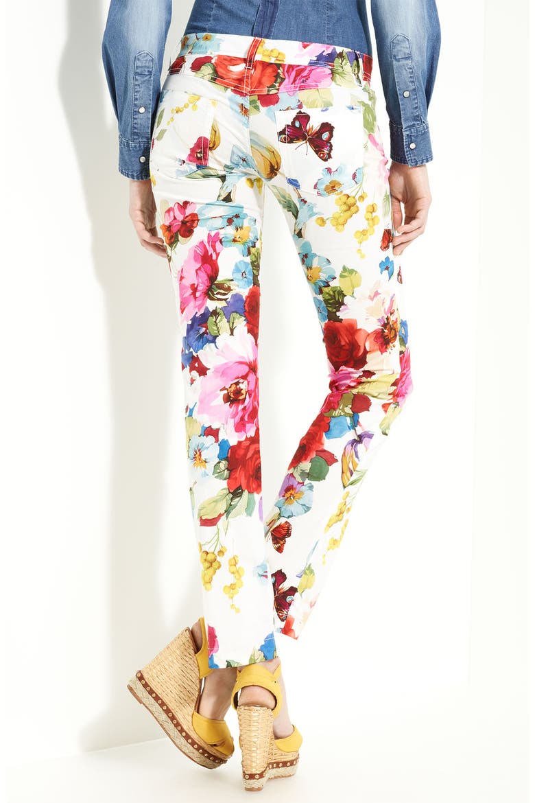 Print Stretch Cotton Pants, Alternate, color, WHITE MULTI