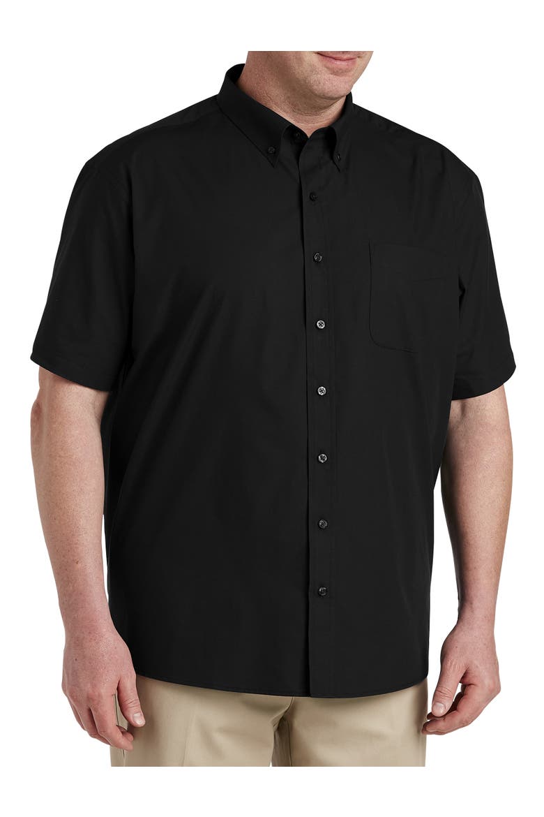 Big & Tall Poplin Sport Shirt, Main, color, BLACK