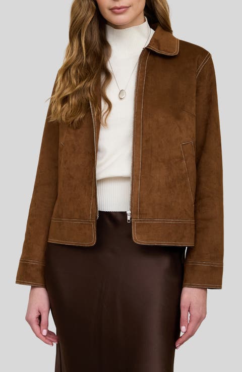 Faux Suede Utility Jacket