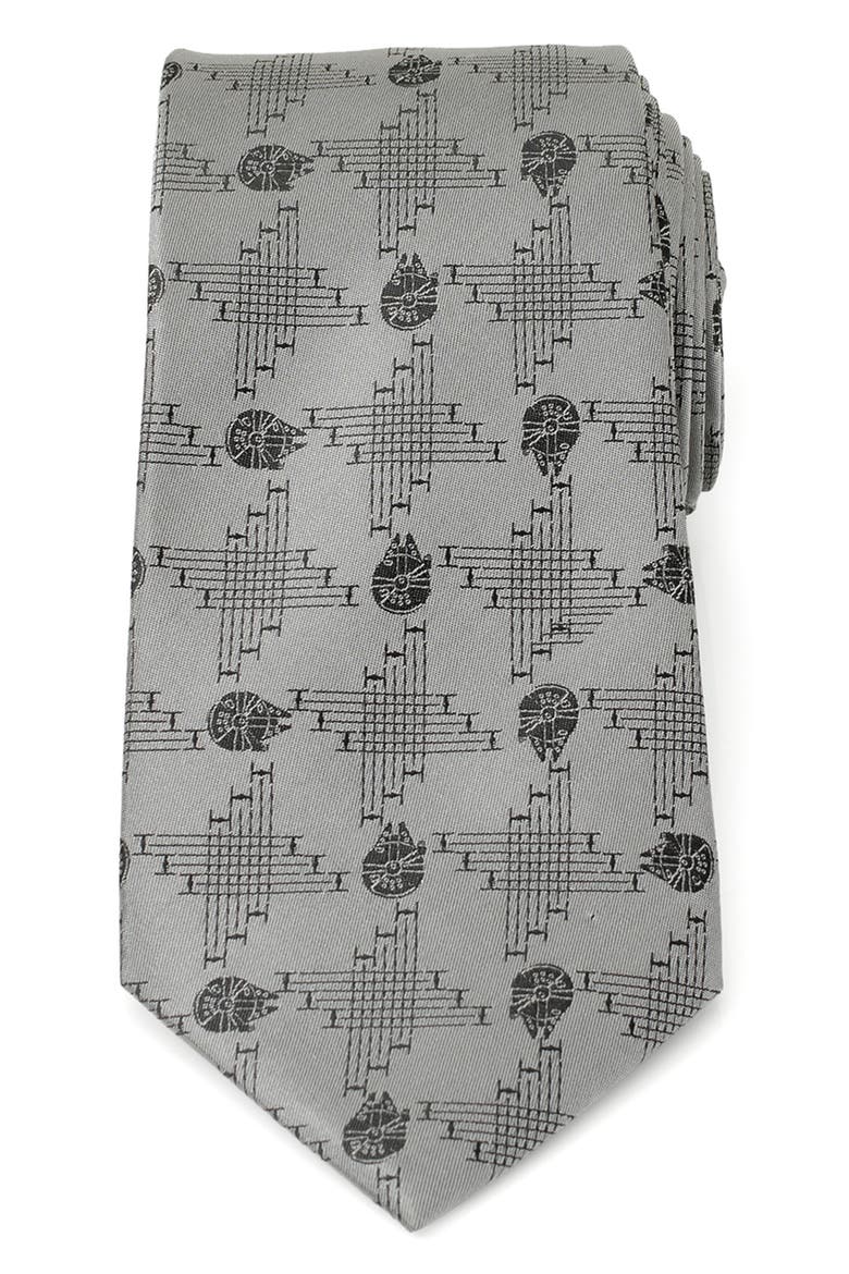 x Star Wars™ Millennium Falcon Silk Blend Tie, Main, color, GRAY