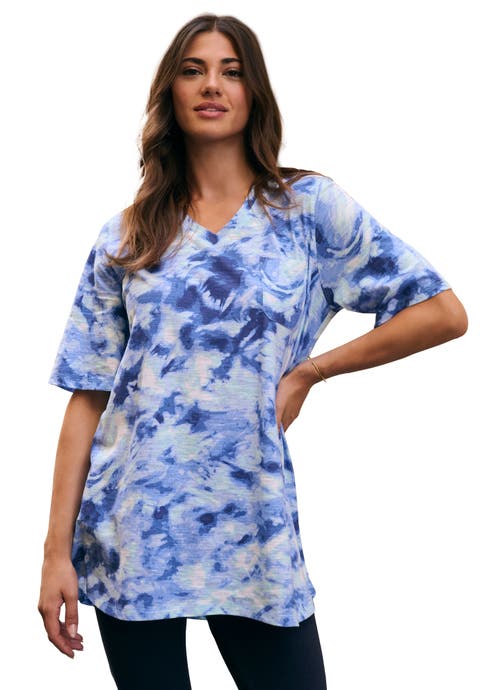 Plus Size Slub V-Neck Boyfriend Tunic Top (Plus)