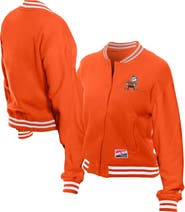 New Era Women's New Era  Orange Cleveland Browns Throwback Fleece Full-Snap Jacket