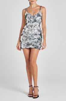 NADINE MERABI Brittany Embellished Cocktail Minidress