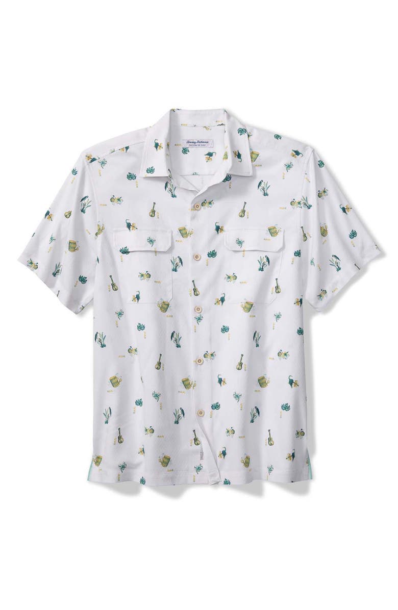 Tommy Bahama Coastal Ease Petite Tropics IslandZone<sup>®</sup> Short Sleeve Button-Up Shirt, Main, color, White