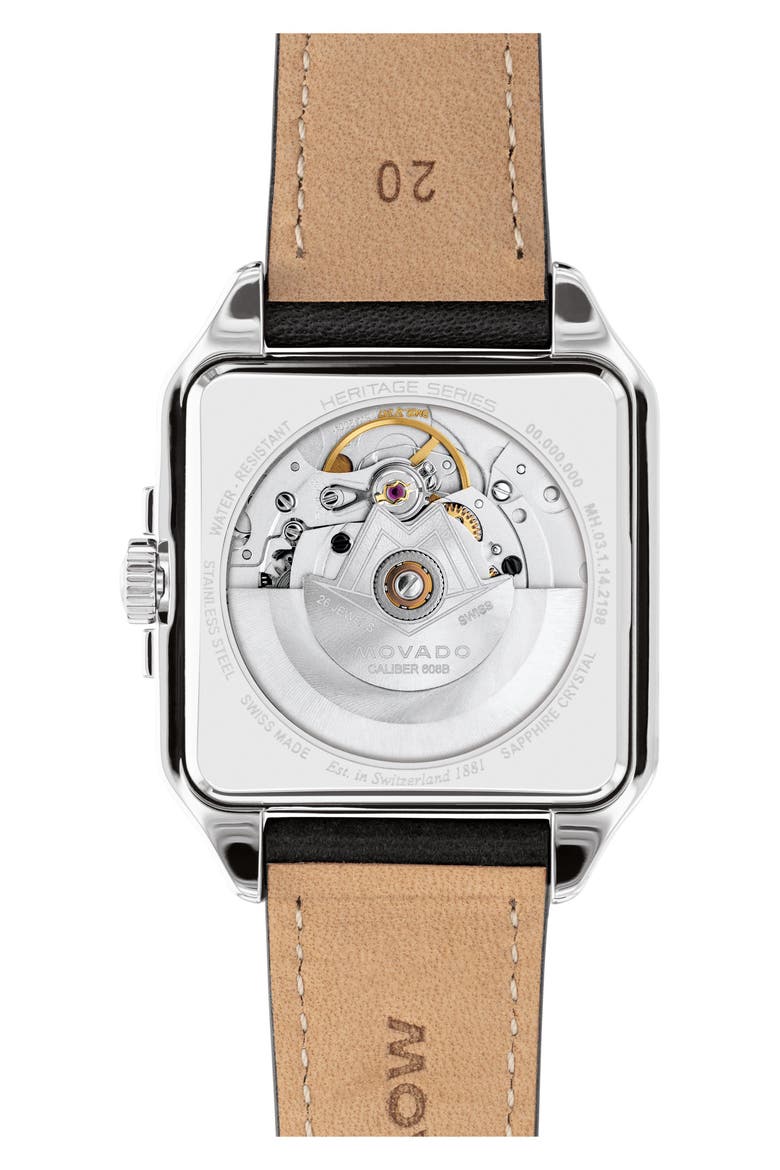The Heritage 1917 Leather Strap Watch, 35mm x 45.2mm, Alternate, color, SILVER