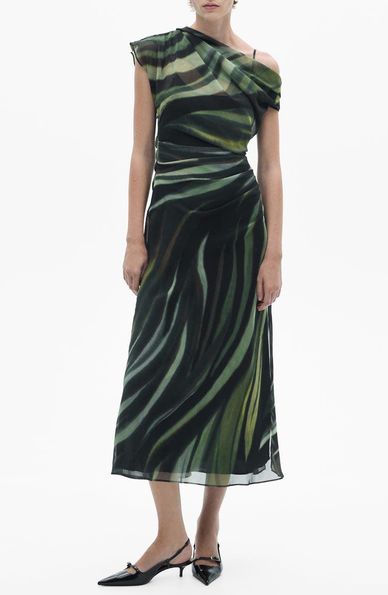 MANGO Abstract Print Asymmetric Dress, Main, color,