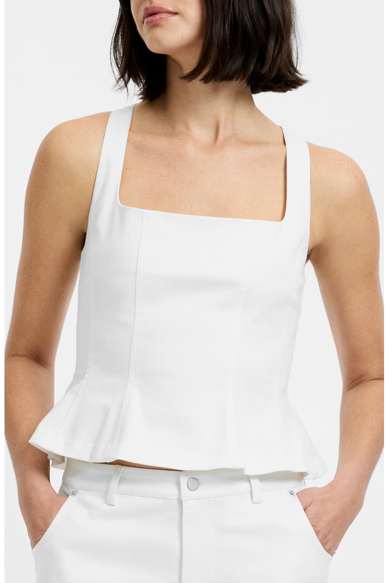 Inez Stretch Cotton Twill Peplum Top, Alternate, color, SUMMER WHITE