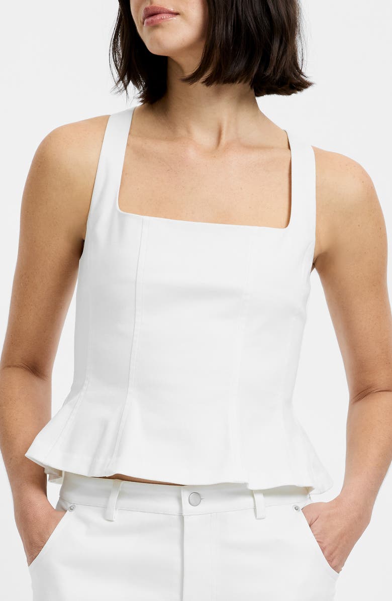 French Connection Inez Stretch Cotton Twill Peplum Top, Alternate, color, Summer White