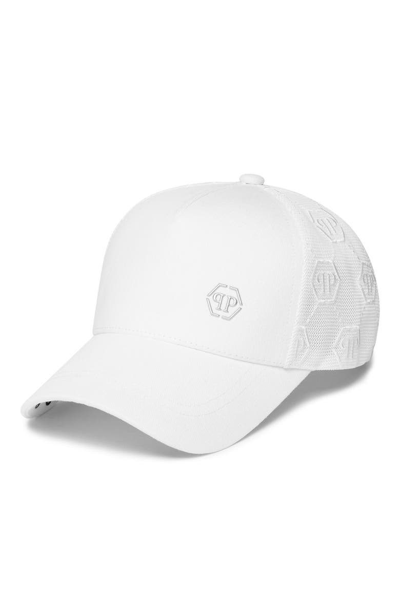 Baseball Cap Hexagon Monogram Unisex, Main, color, white
