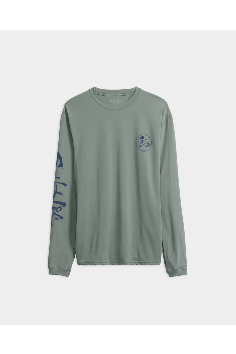Skull and Poles Long Sleeve SLX Performance Tee, Main, color, Sagebrush Heather