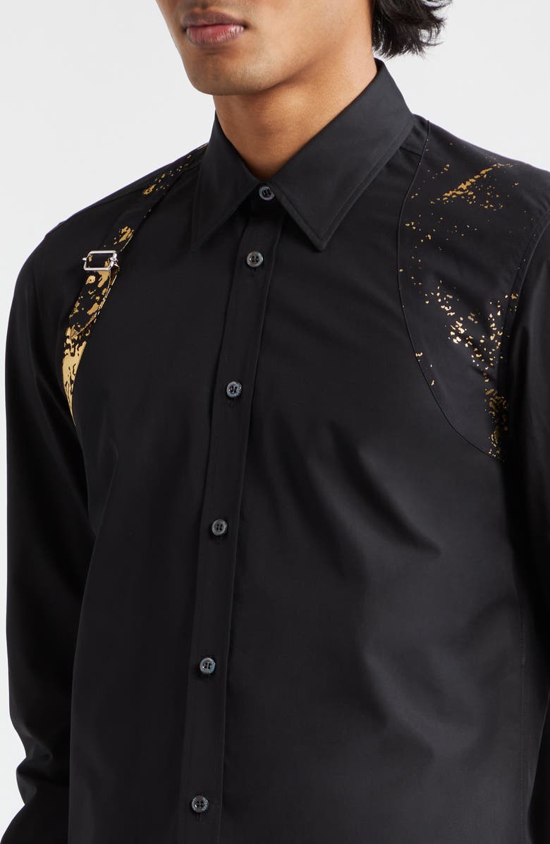 McQueen Harness Fold Print Cotton Poplin Button-Up Shirt, Alternate, color,