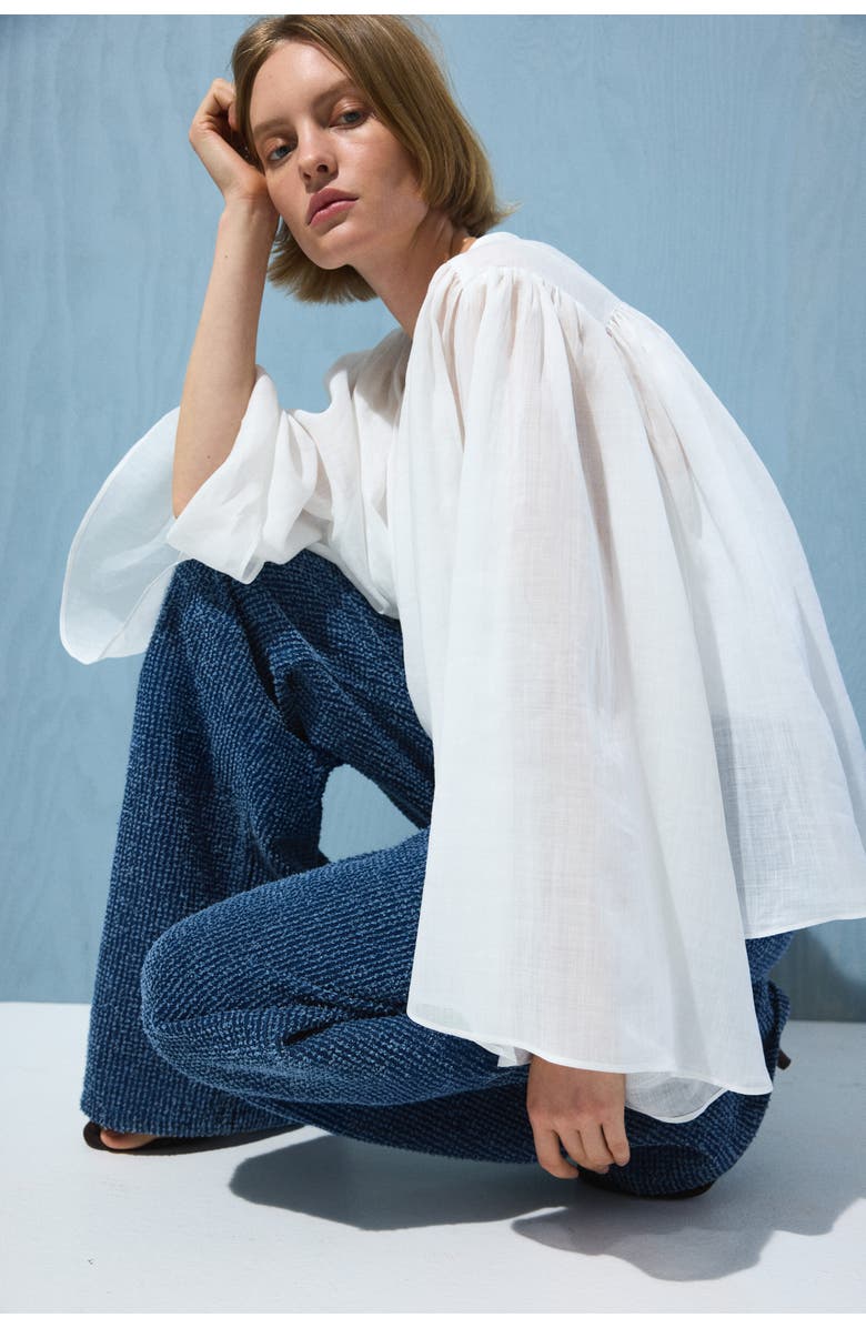 H&M Bouclé Bootcut High Waist Jeans, Alternate, color, Denim Blue