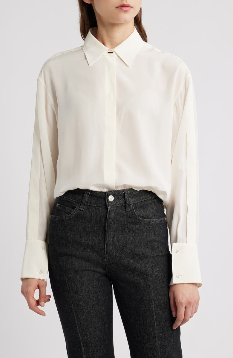 BOSS Binaliati Friday Silk Shirt, Main, color, Soft Cream