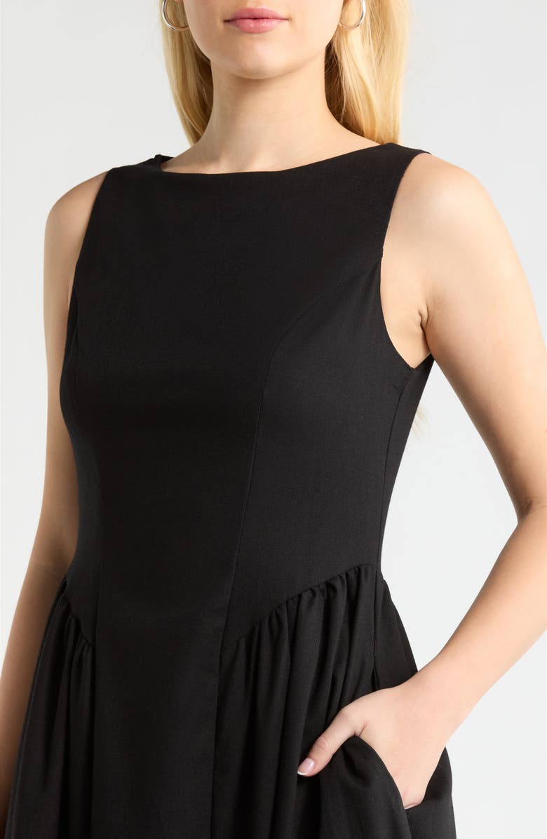 All in Favor Fit & Flare Midi Dress, Alternate, color, Black