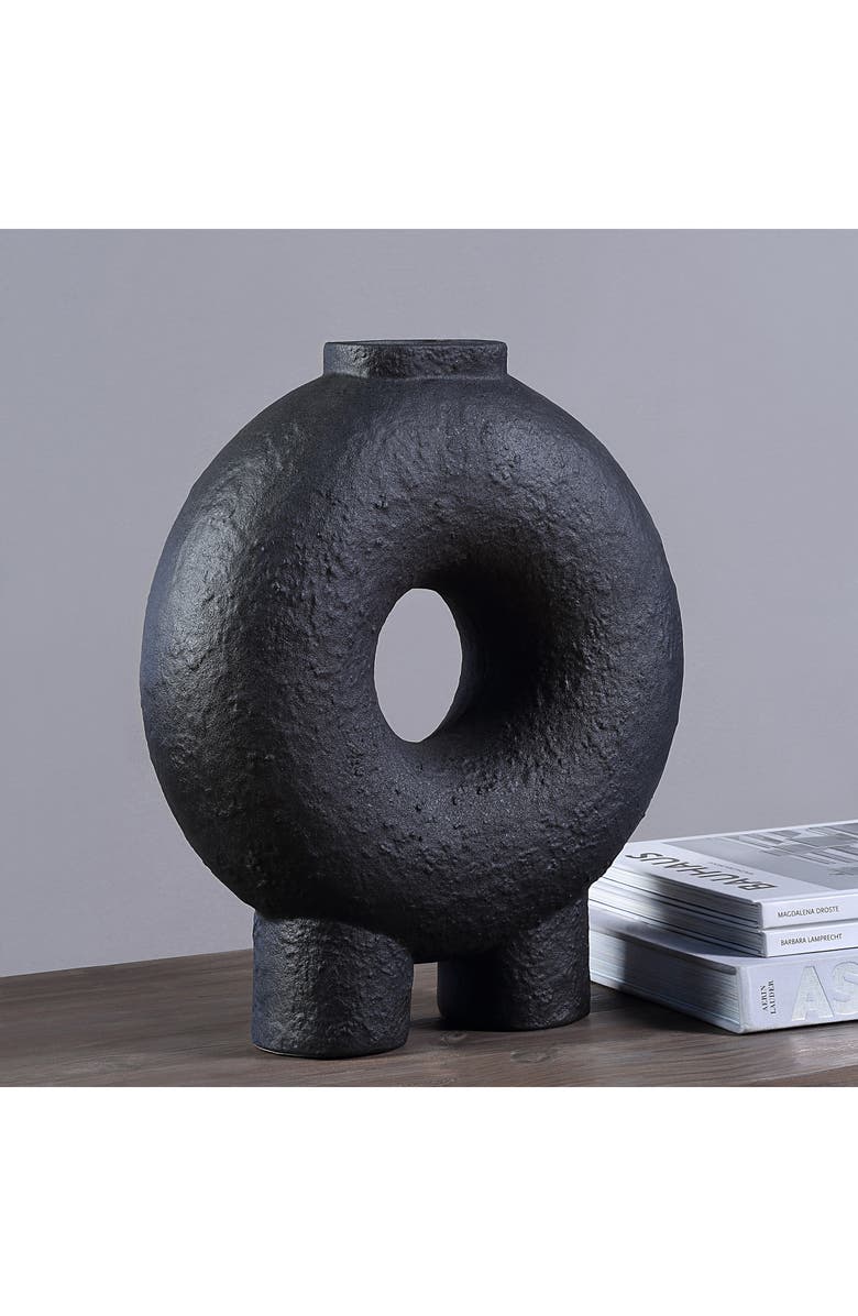 Renwil Ezra Glazed Porcelain Vase, Alternate, color, Matte Black Finish